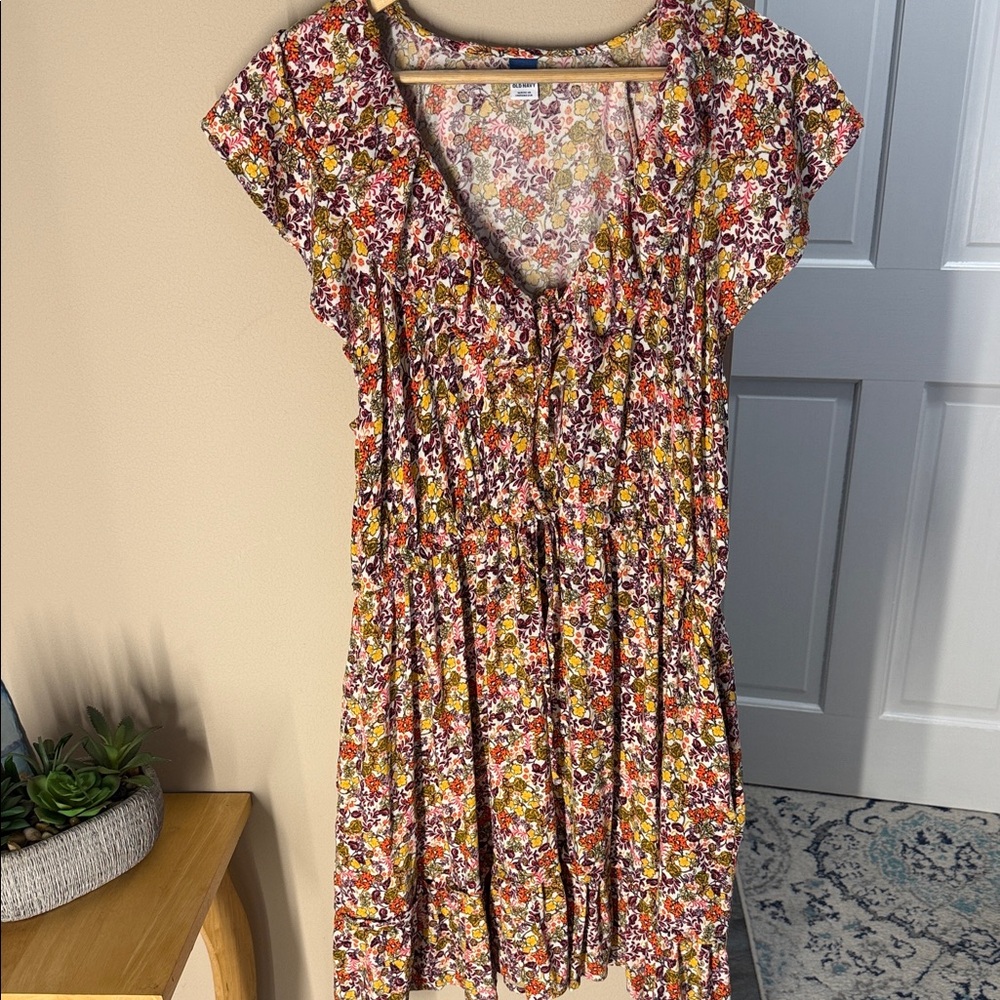 Old Navy Floral V-Neck Mini Dress - Multi XL